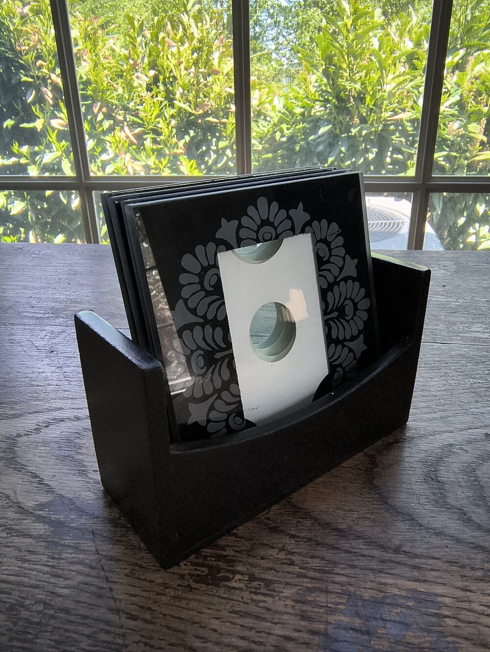 Glass Photo Coaster Set with Wooden Holder – Customizable Home Décor